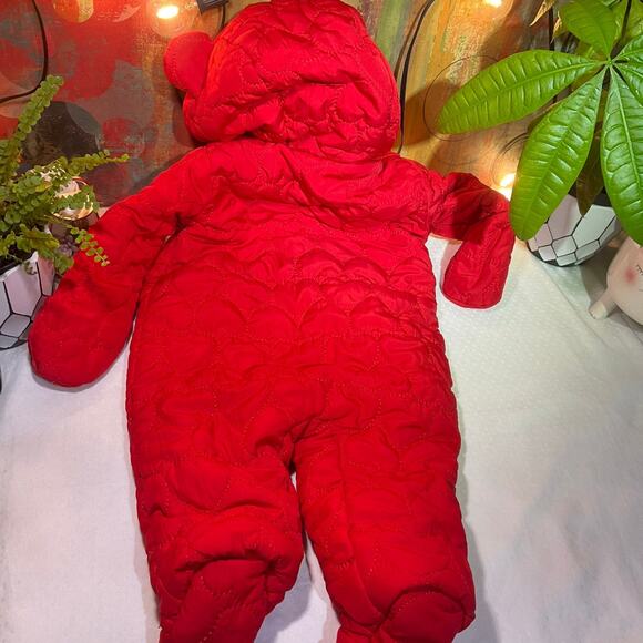 Baby Snow Suit 3M - 6M Fleece Lining Hoodie Quited Water Resistant, Red - Picture 7 of 10
